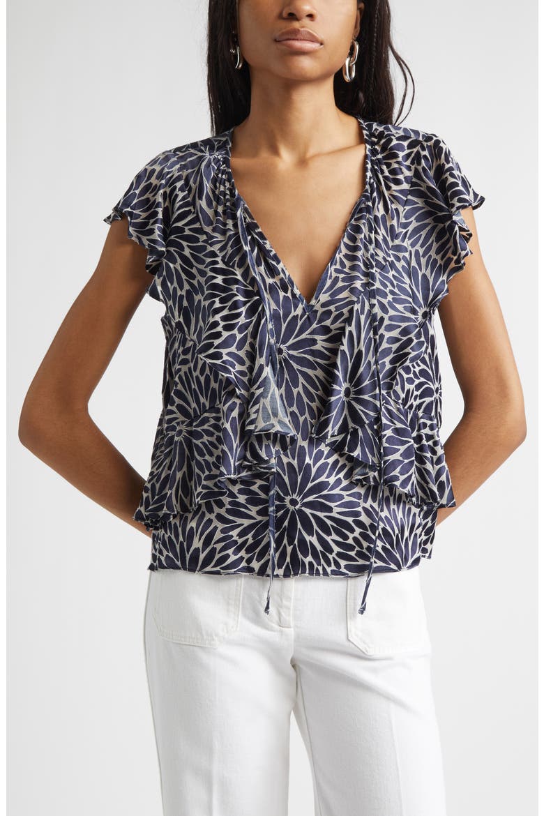 Julianne Ruffle Top, Main, color, NAVY BURNOUT
