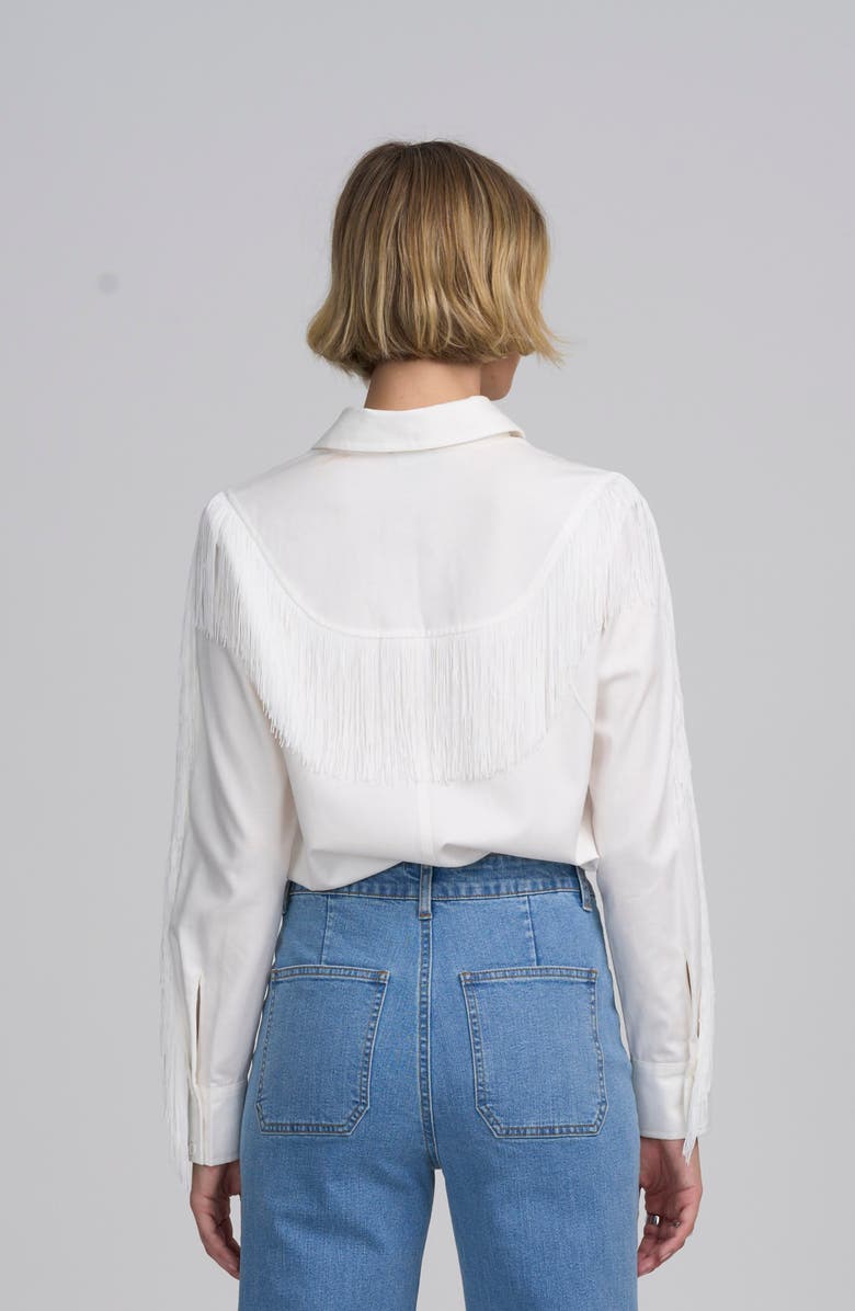 ELLE Collection Fringe Shirt, Alternate, color, Ivory