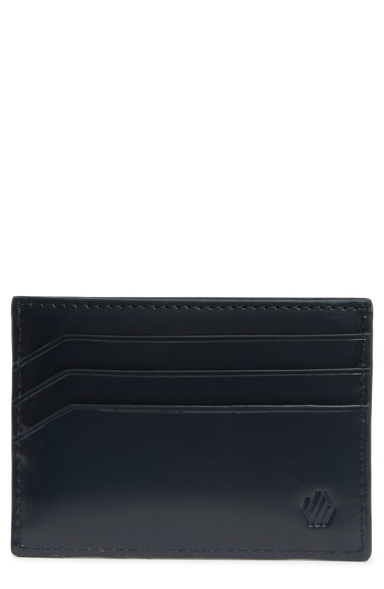 Johnston & Murphy Brushoff Leather Card Wallet, Main, color, Navy