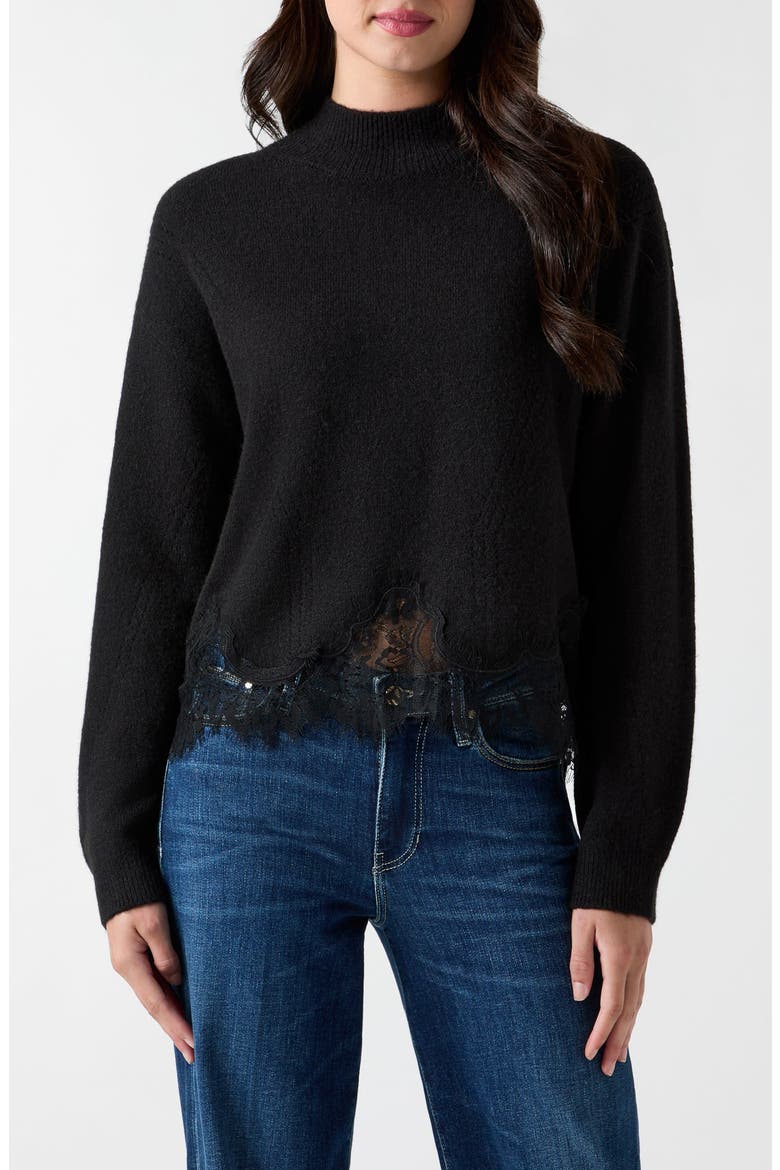 Hayden Lace Hem Mock Neck Sweater, Main, color, JBLACK-BLACK