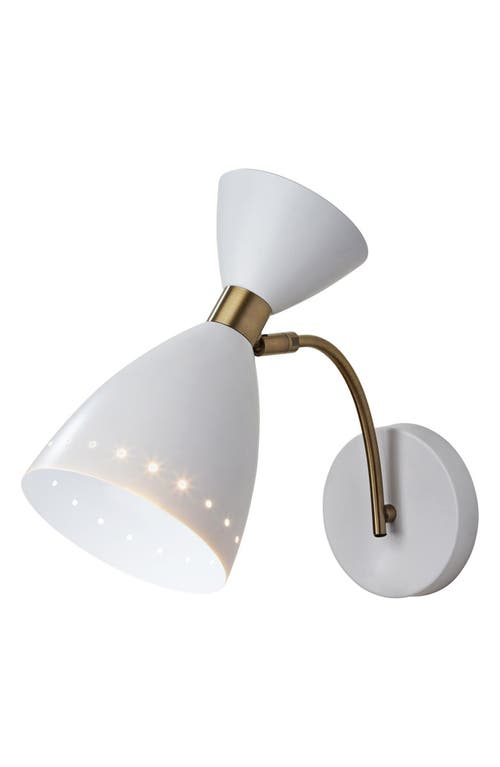 ADESSO LIGHTING Oscar Wall Light in White W. Antique Brass Accents 