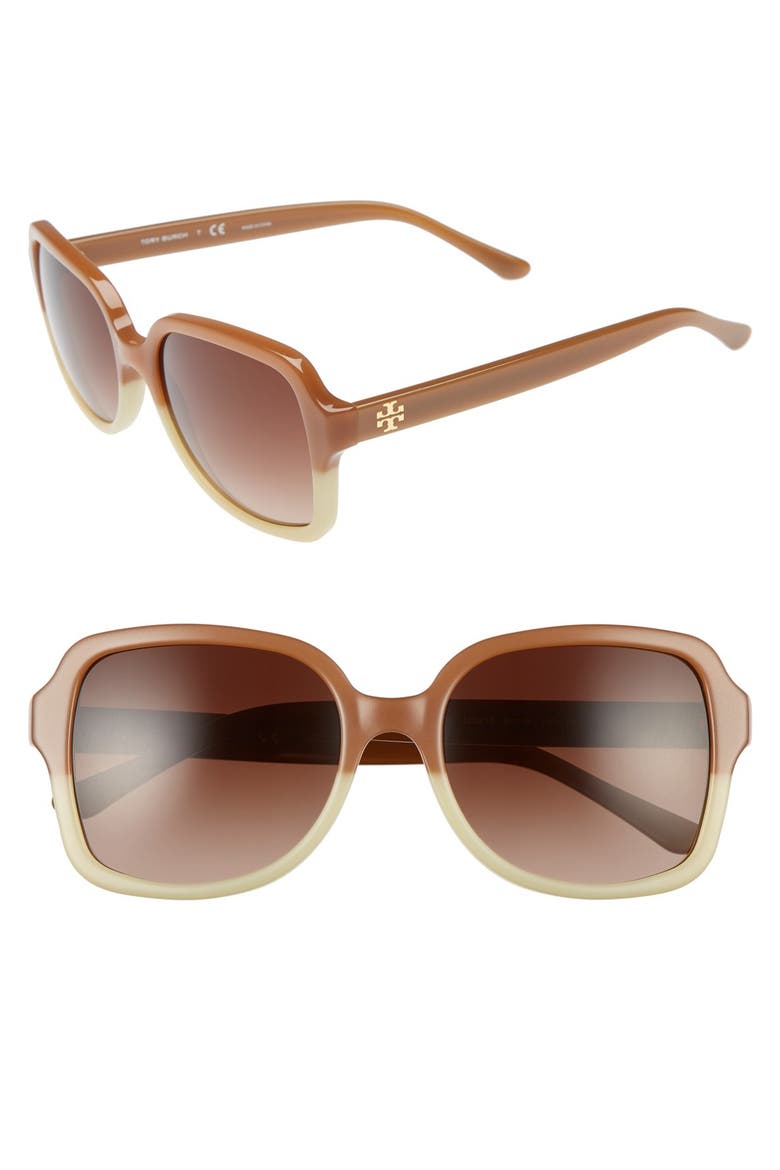 55mm Square Sunglasses, Main, color, LIGHT BROWN