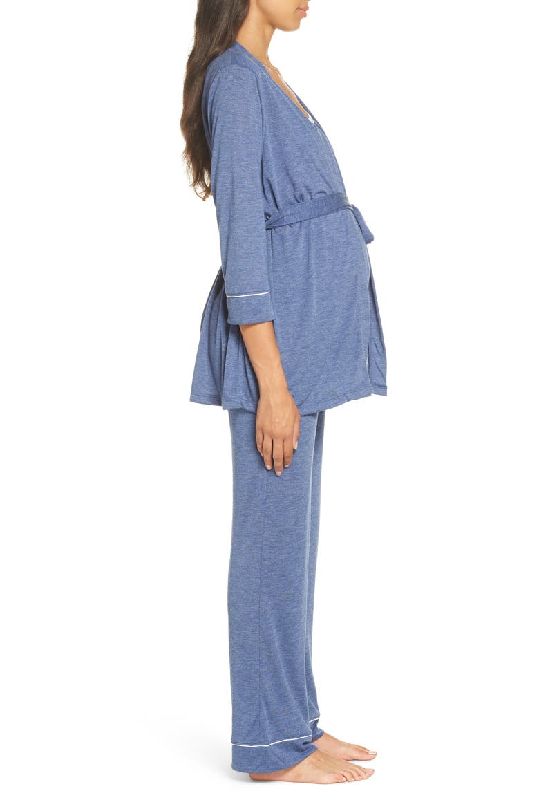 Maternity/Nursing Robe & Pajamas, Alternate, color, CHAMBRAY
