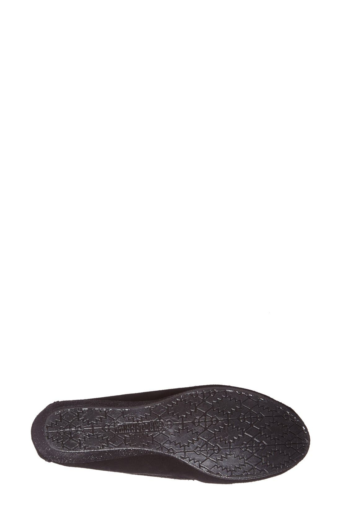 'Kilty' Suede Wedge Moccasin, Alternate, color, BLACK