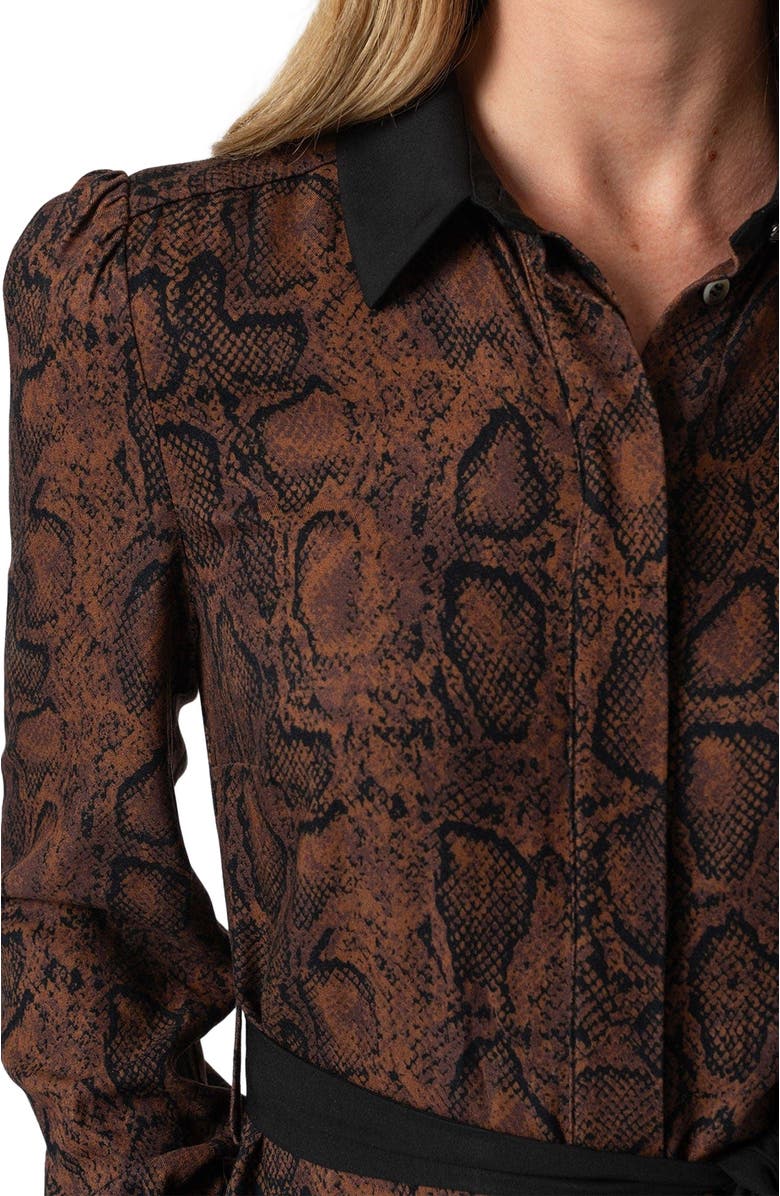 Saint + Sofia Jacqueline Shirt Dress, Alternate, color, Brown