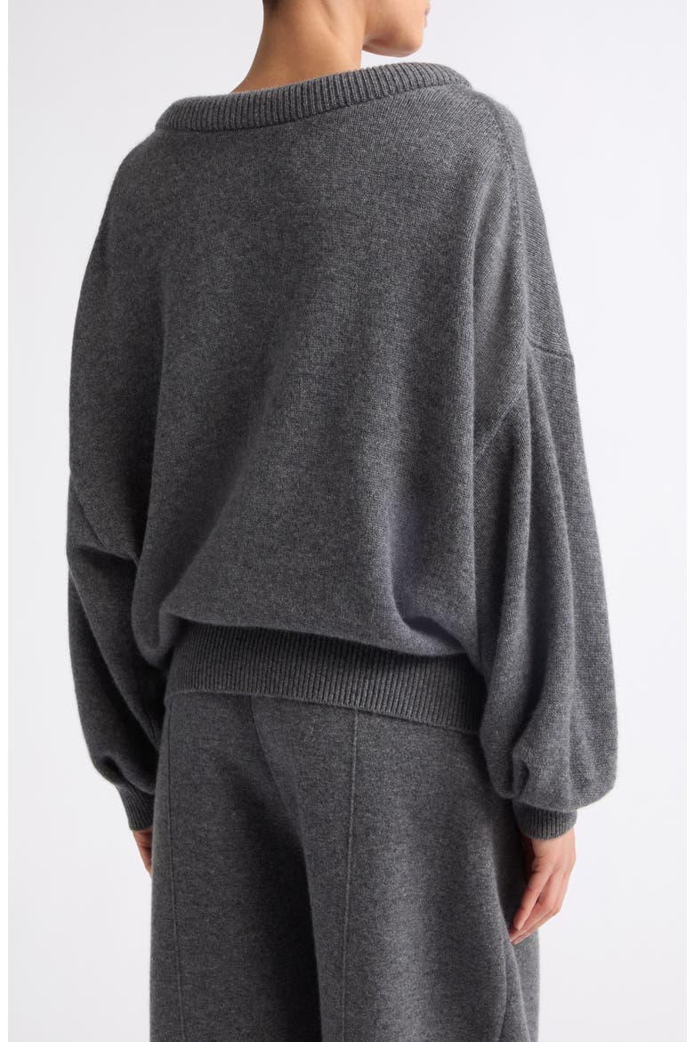 Doria Padded Scoop Neck Cashmere Sweater, Alternate, color, GRAPHITE