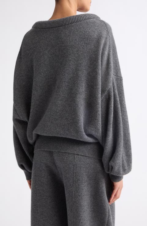 Doria Padded Scoop Neck Cashmere Sweater