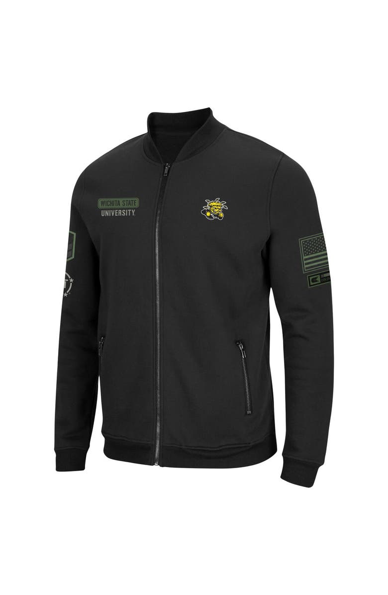 COLOSSEUM Men's Colosseum Black Wichita State Shockers OHT Military Appreciation High-Speed Bomber Full-Zip Jacket, Alternate, color,