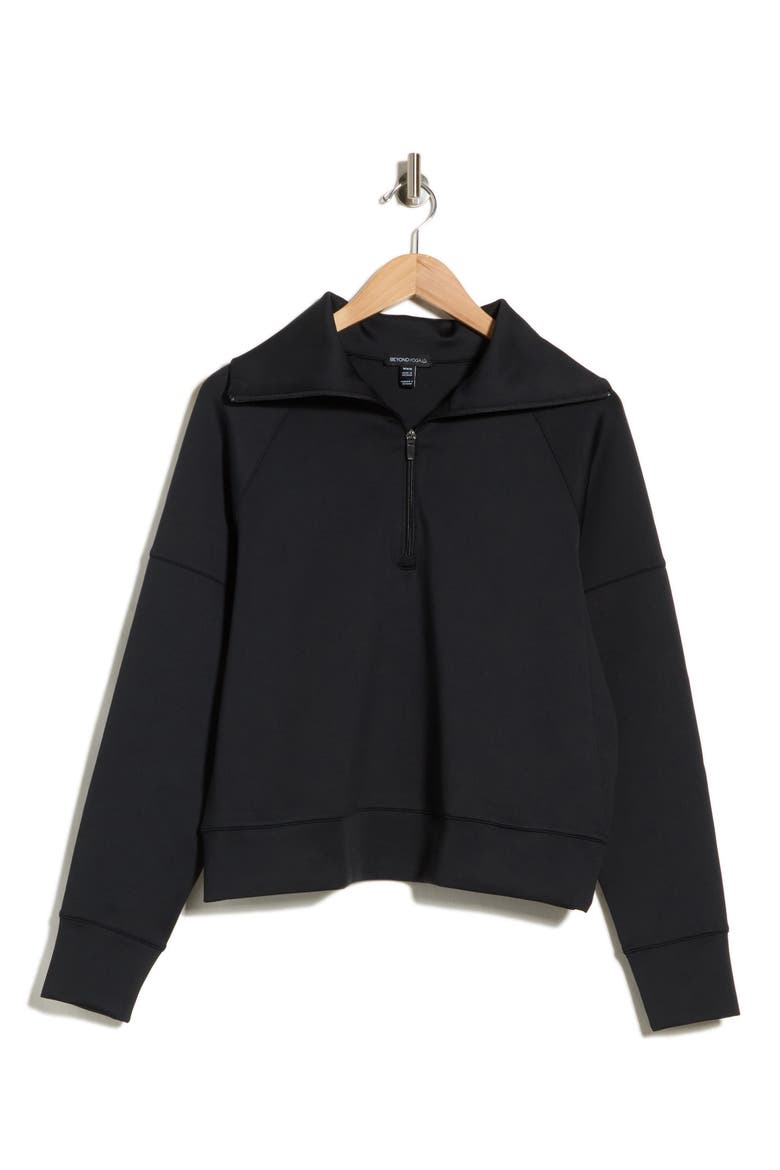 In the Flow Quarter Zip Pullover, Main, color, BLACK