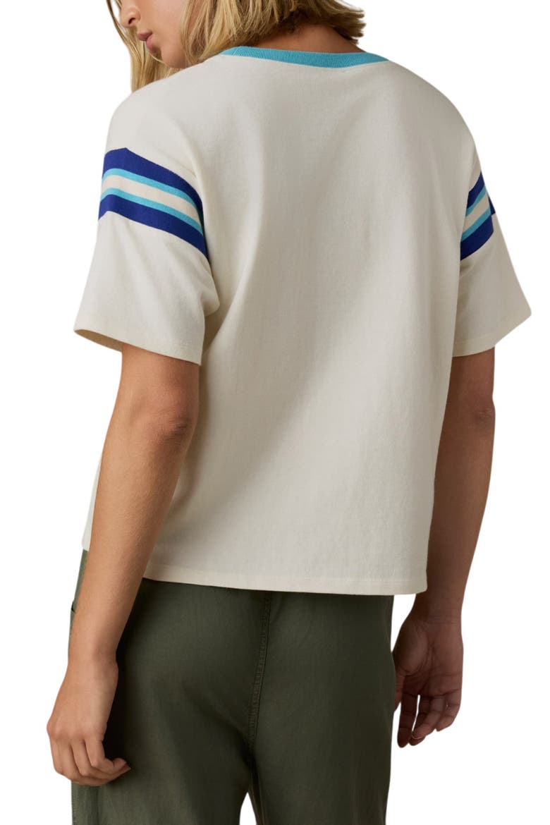 Throwback Stripe Sleeve Organic Cotton T-Shirt, Alternate, color, SEASIDE VARSITY