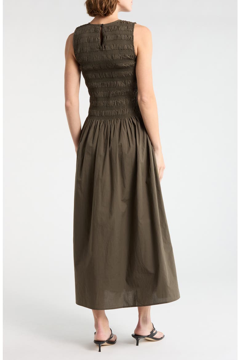 Lane Sleeveless Smocked Cotton Maxi Dress, Alternate, color, MID OLIVE