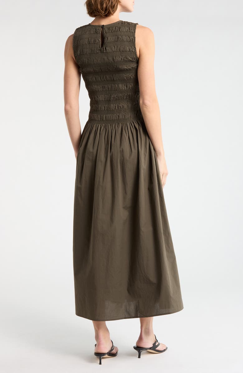 rag & bone Lane Sleeveless Smocked Cotton Maxi Dress, Alternate, color, Mid Olive