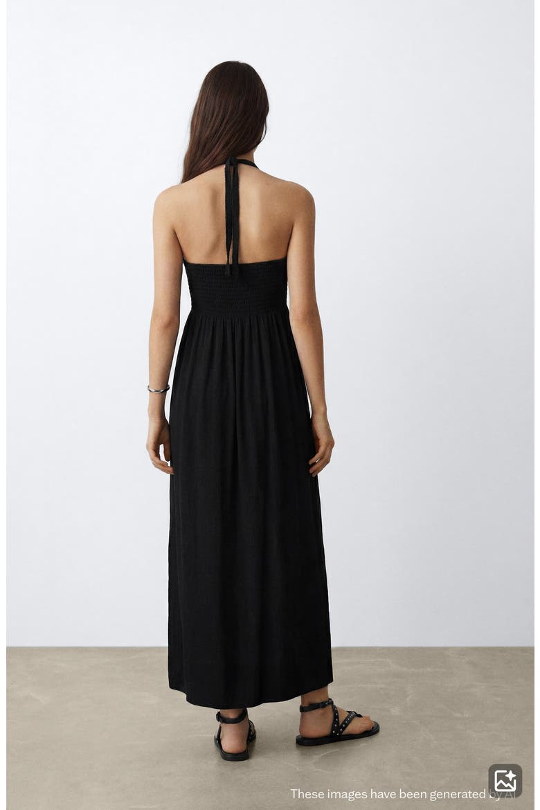 Cotton Crochet Overlay Bodice Maxi Sundress, Alternate, color, BLACK