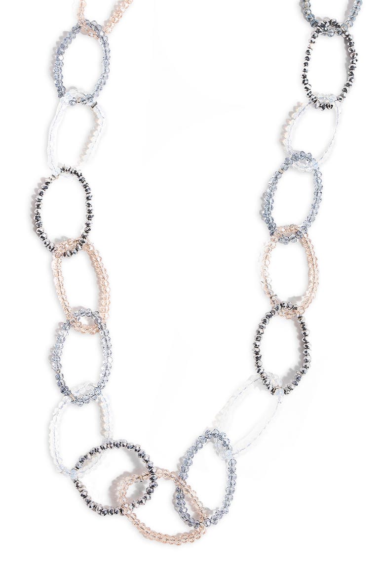 Sampark Beaded Oval Link Necklace, Alternate, color, GREY