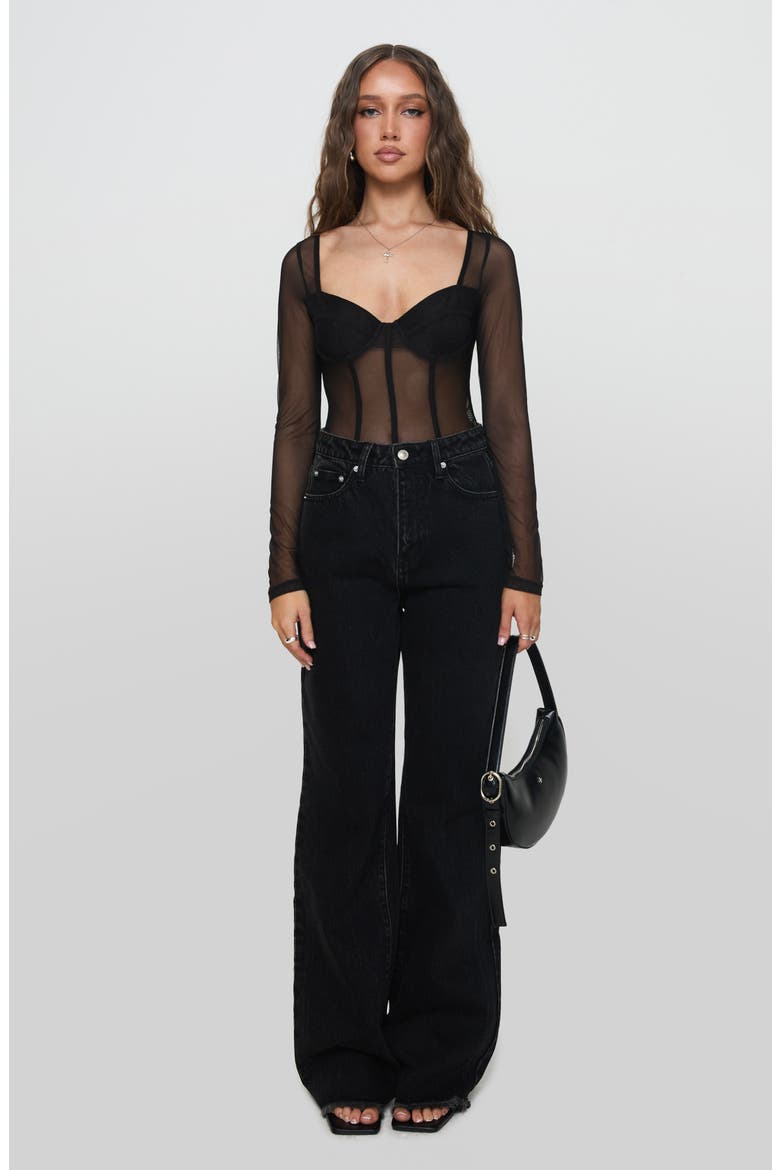 Carey High Waist Wide Leg Denim Jeans, Alternate, color, BLACK