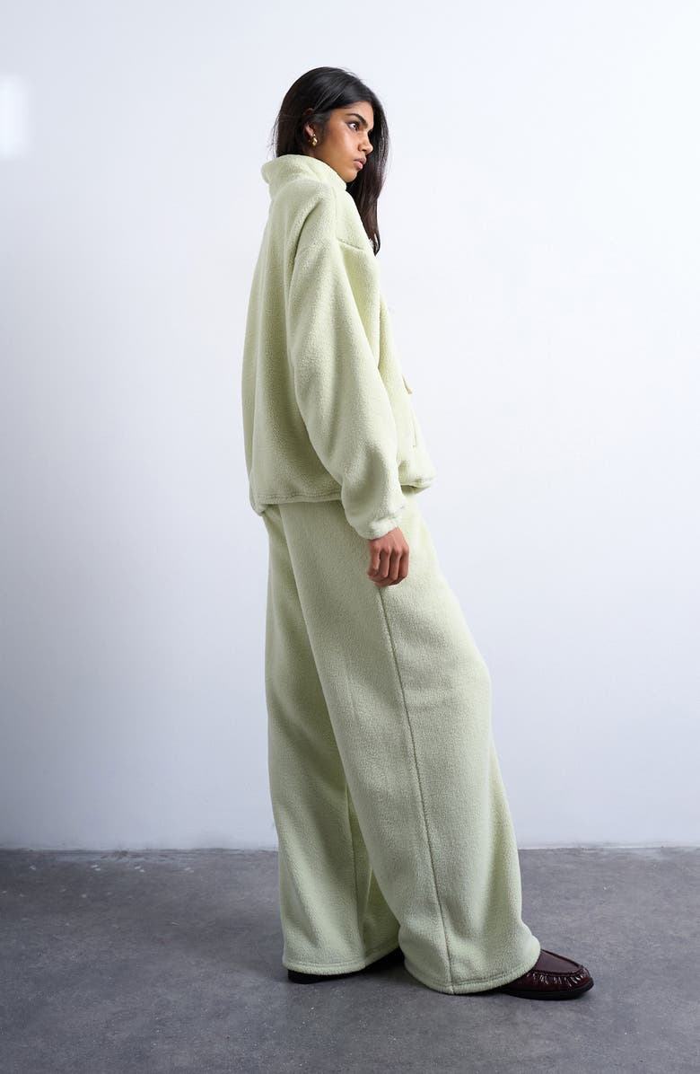 Topshop Straight Leg Fleece Joggers, Alternate, color, Lime Green