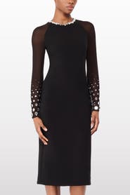 Jenny Packham Eurabia Mesh-Sleeve Midi Dress