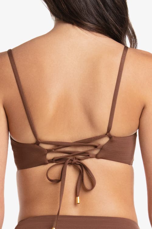 Helen Jon Ballet Bralette In Textured Chocolate Brown