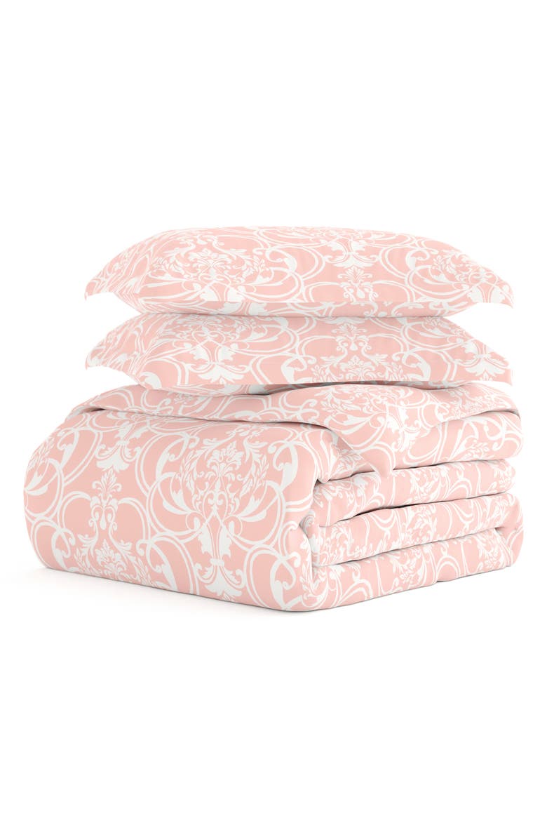 HOMESPUN Premium Ultra Soft Romantic Damask Pattern 3-Piece Duvet Cover Set, Main, color, Pink