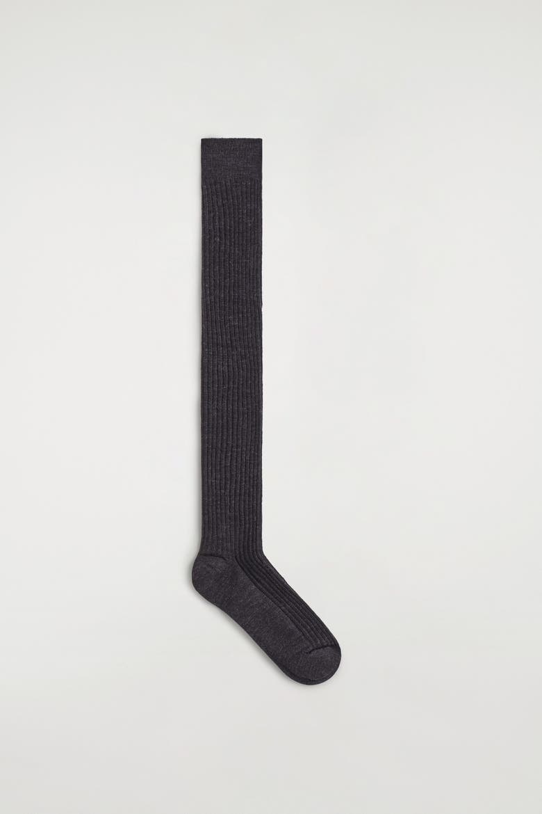 Long Wool Boot Socks, Main, color, CHARCOAL MÉLANGE