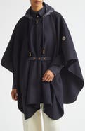 Moncler Zip Padded Wool Blend Hooded Cape