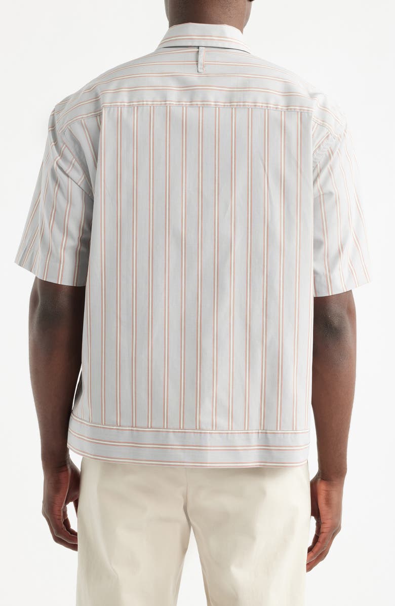 NN07 Reed 5322 Stripe Short Sleeve Pima Cotton Poplin Button-Up Shirt, Alternate, color, Red Stripe