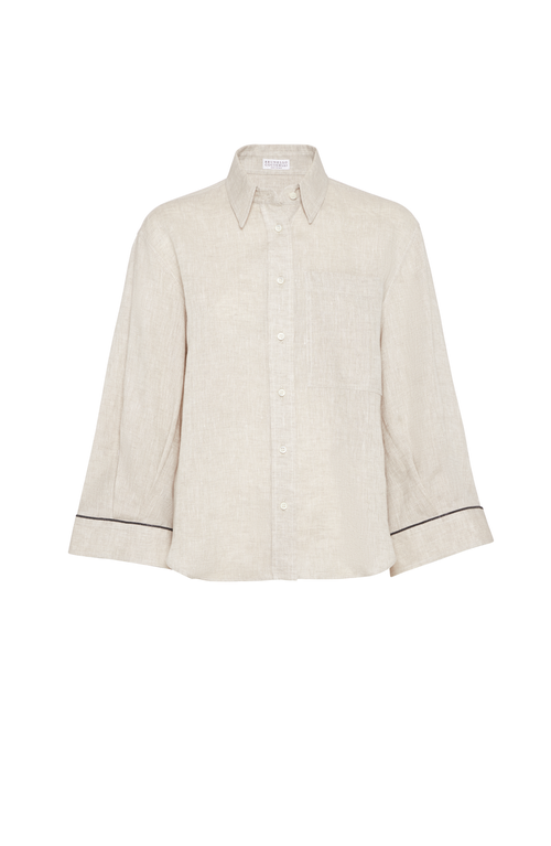 Brunello Cucinelli Cropped Shirt With Monili In Neutral