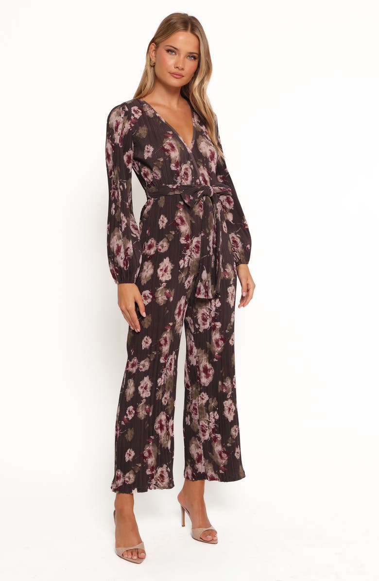Petal & Pup Solange Floral Long Sleeve Plissé Jumpsuit, Alternate, color,