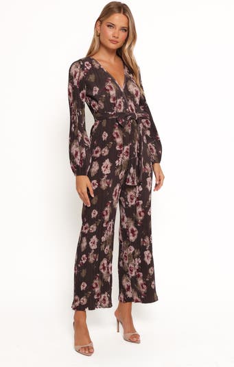 Solange Floral Long Sleeve Plissé Jumpsuit