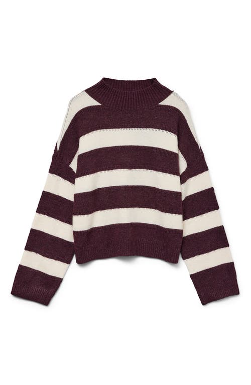 Vero Moda Inez Stripe Mock Neck Sweater In Brown