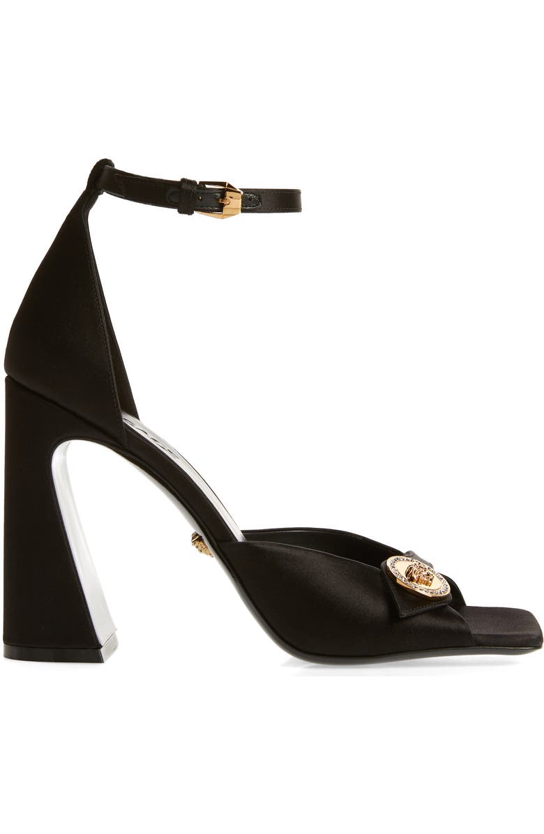 Versace Crystal Medusa Medallion Ankle Strap Sandal, Alternate, color,