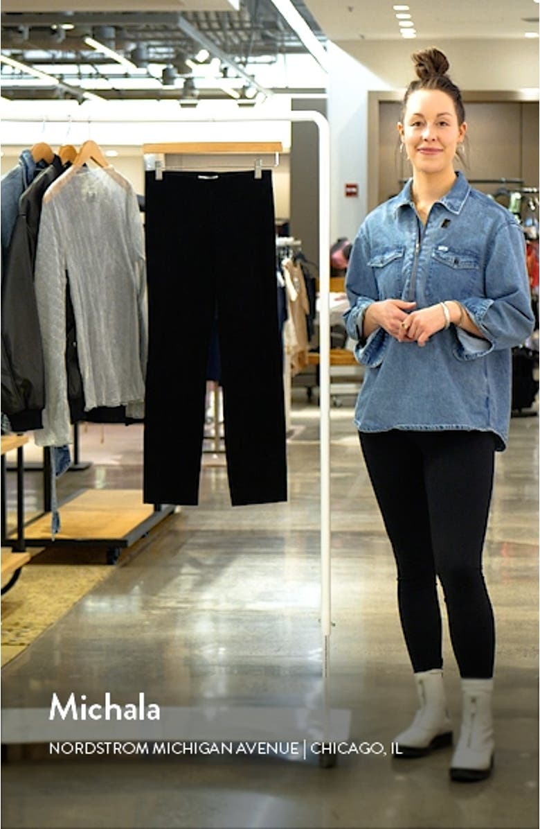 Split Hem Crop Stretch Suede Pants, sales video thumbnail