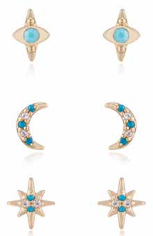 Set of 3 Celestial Stud Earrings