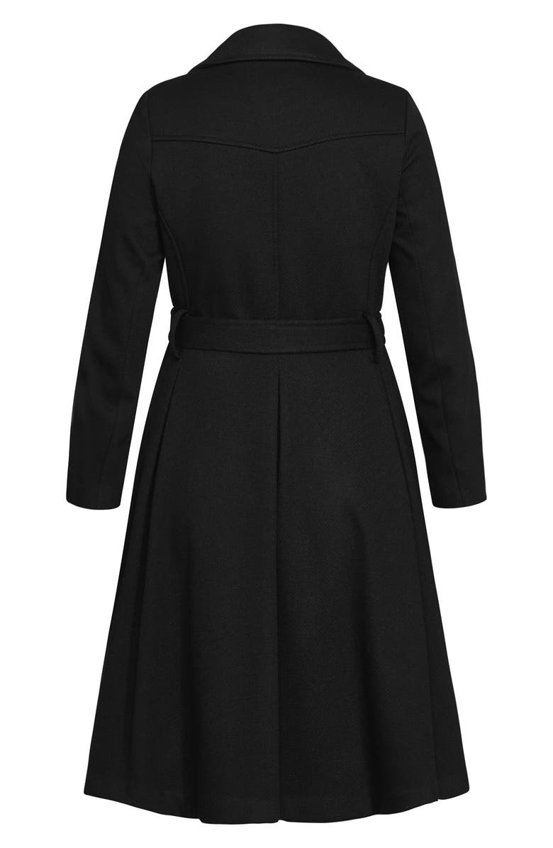 City Chic Rosemary Faux Fur Collar Coat, Alternate, color, Black