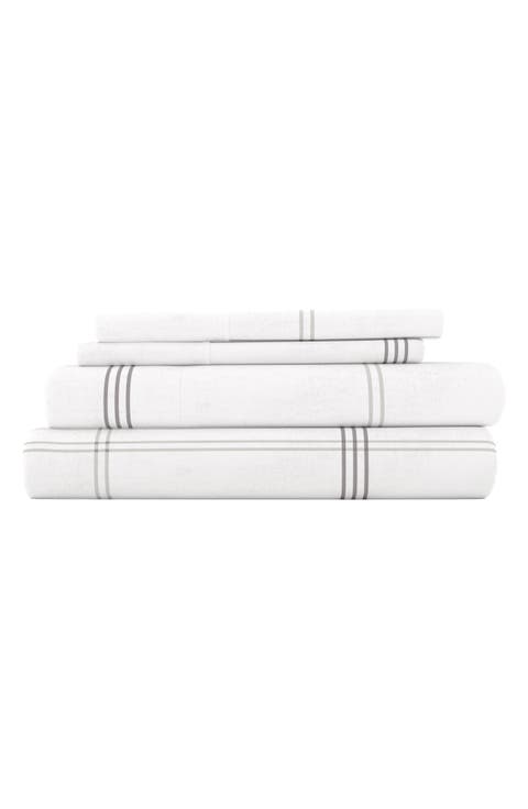 Premium Checkered 4-Piece Flannel Bed Sheet Set