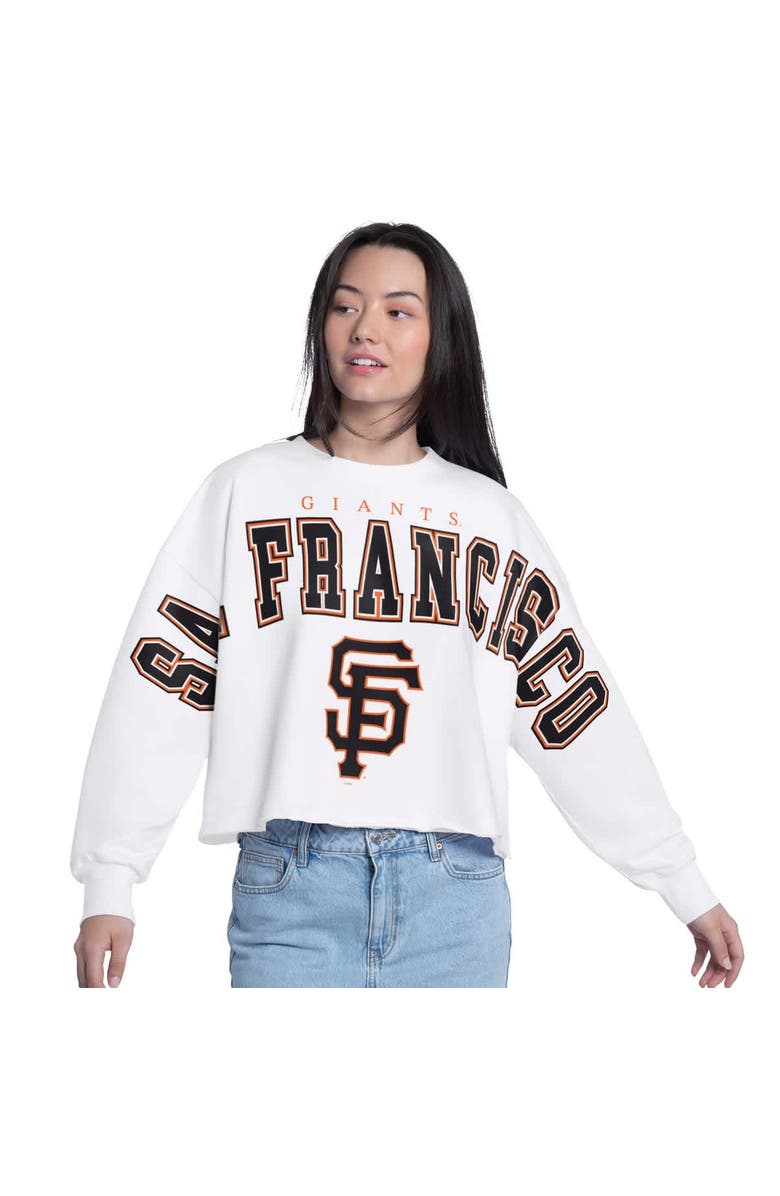 G-III 4HER BY CARL BANKS Women's G-III 4Her by Carl Banks White San Francisco Giants Bleachers Cropped Pullover Sweatshirt, Main, color, White