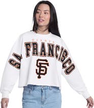 G-III 4HER BY CARL BANKS Women's G-III 4Her by Carl Banks White San Francisco Giants Bleachers Cropped Pullover Sweatshirt