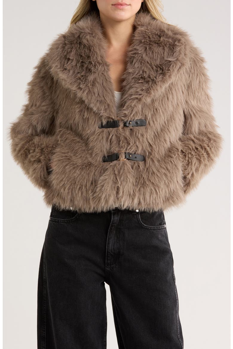 Faux Fur Jacket, Main, color, DARK TAUPE