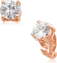 CZ by Kenneth Jay Lane Rhodium Plated Brilliant Round CZ Stud Clip-On Earrings