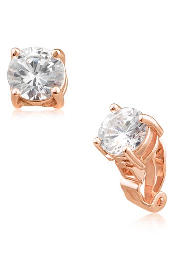 Cz By Kenneth Jay Lane Rhodium Plated Brilliant Round Cz Stud Clip-on Earrings In Multi