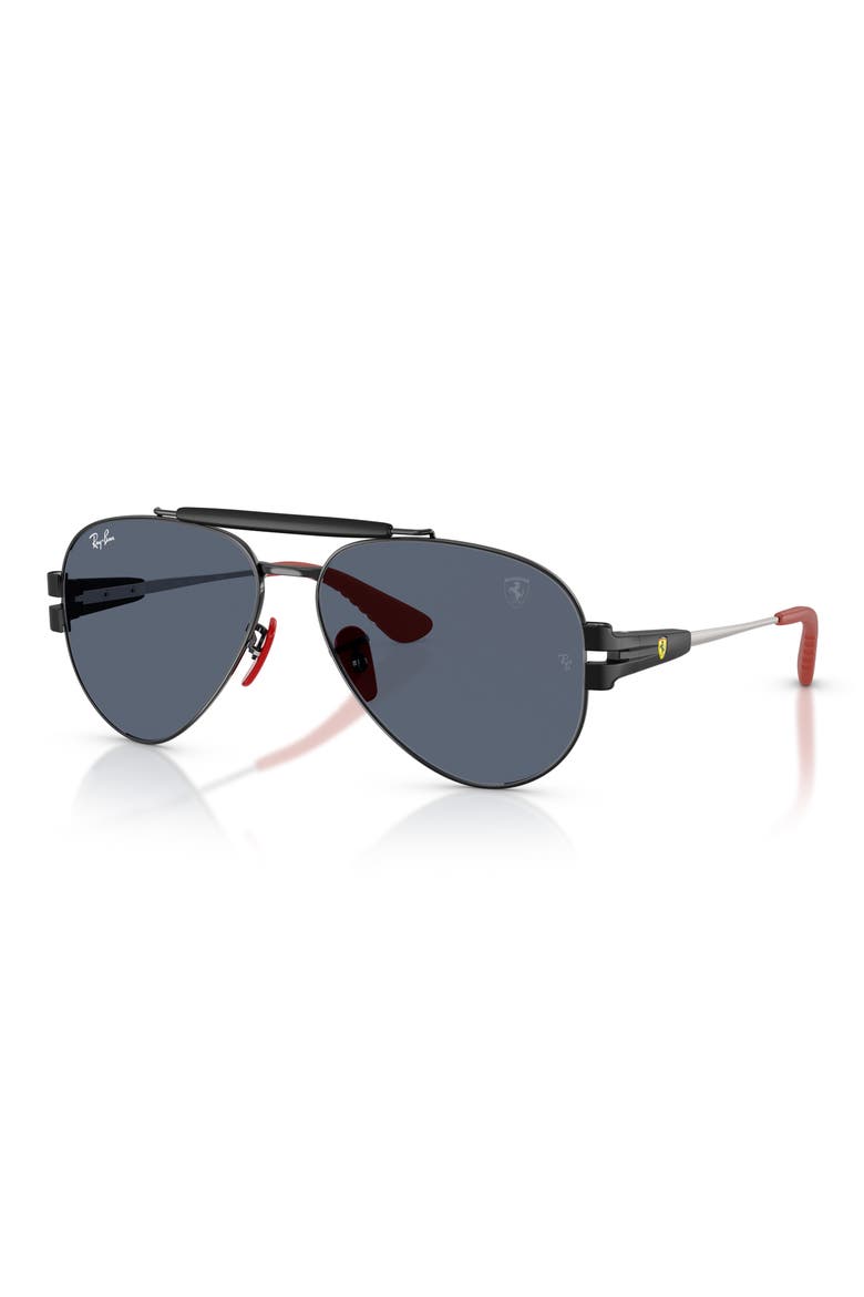 x Scuderia Ferrari 58mm Phantos Pilot Sunglasses, Alternate, color, BLACK / DARK GREY