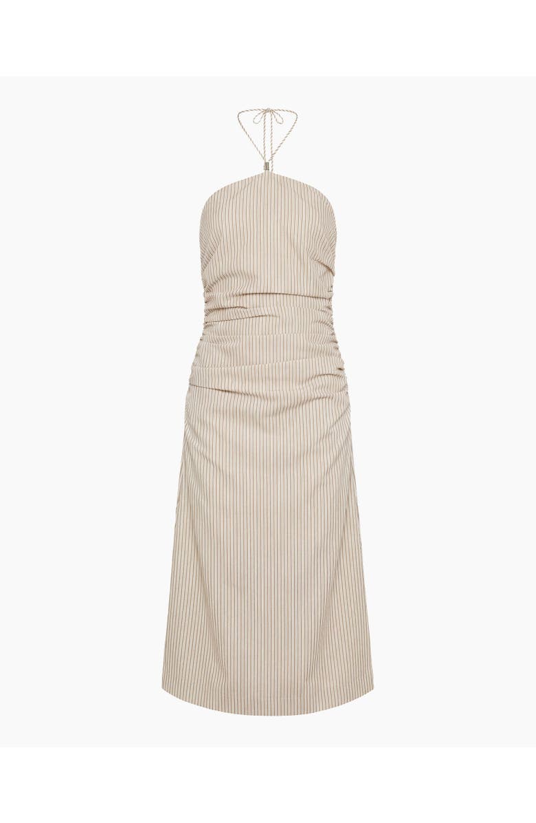 Onia Ruched Halter Dress, Alternate, color, Tan/White