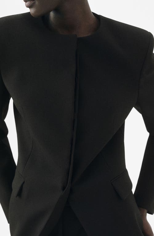 Mango Fitted Suit Jacket In Black