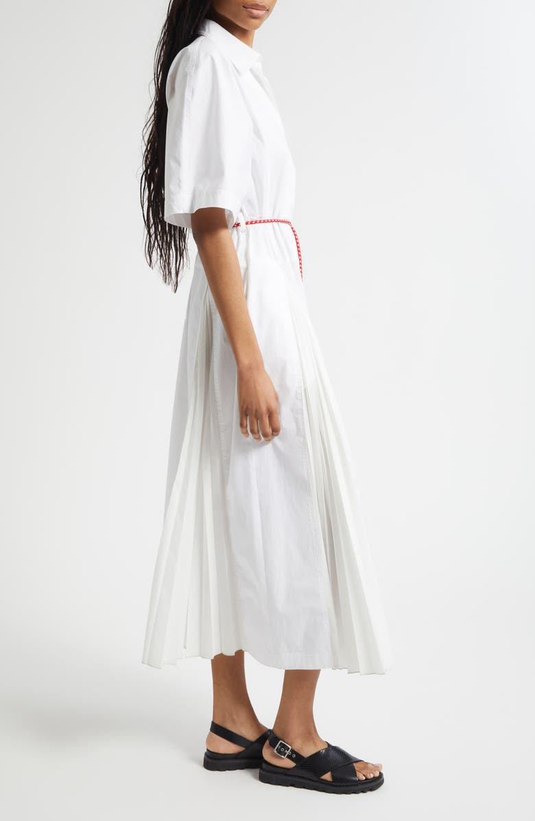 PLAN C Relaxed Belted Cotton Dress, Alternate, color, Optical White