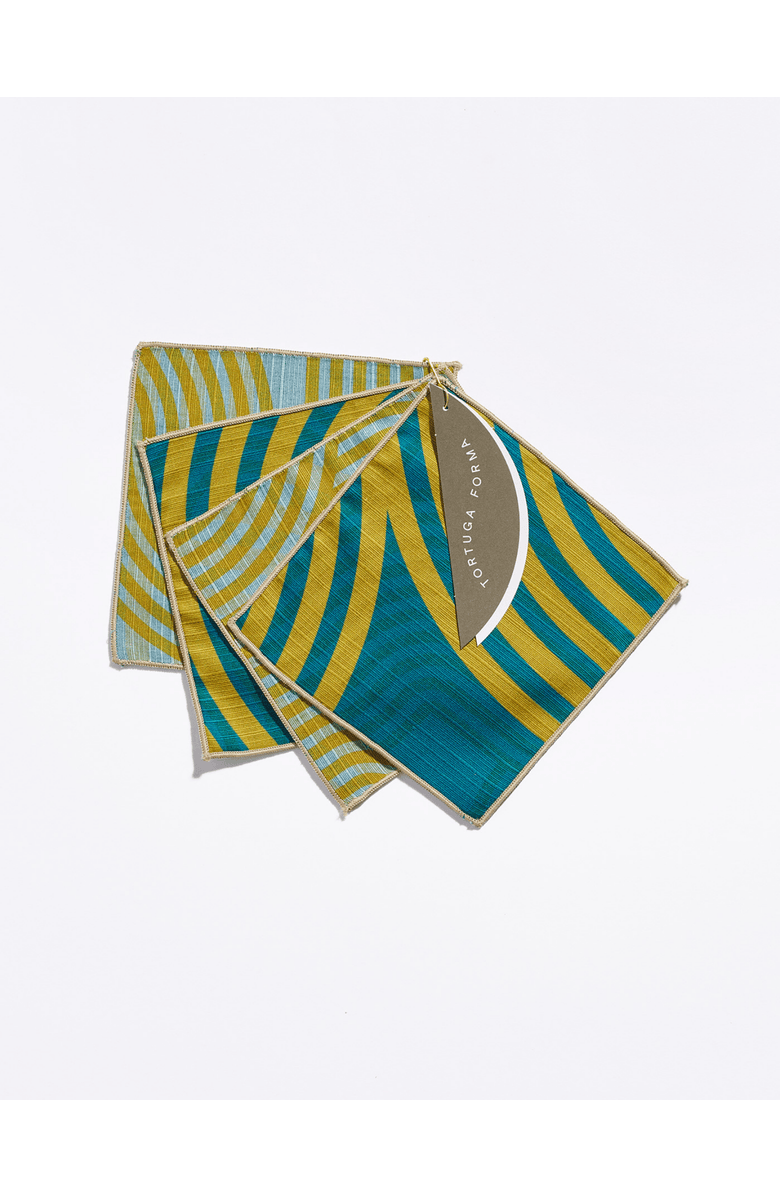 Tortuga Forma Comb Cocktail Napkins Set of 4, Main, color, Peridot