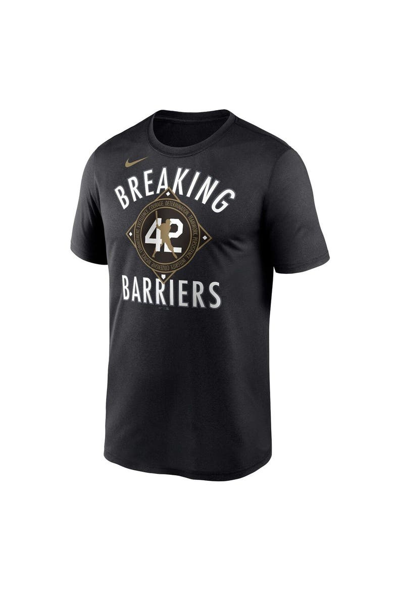 Men's Nike Jackie Robinson Black Brooklyn Dodgers Cooperstown Collection Breaking Barriers Performance T-Shirt, Alternate, color, Black