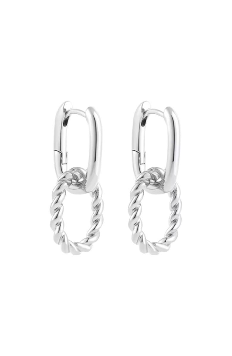 Hollywood Sensation Double Hoop Twist Huggie Drop earrings, Main, color, Silver