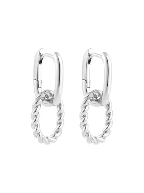 Double Hoop Twist Huggie Drop earrings