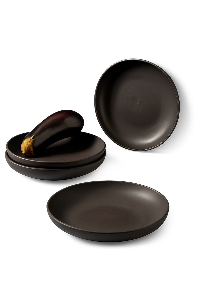 Gharyan Stoneware Youlha Pasta Plate, Set of 4, Alternate, color, Matte Black