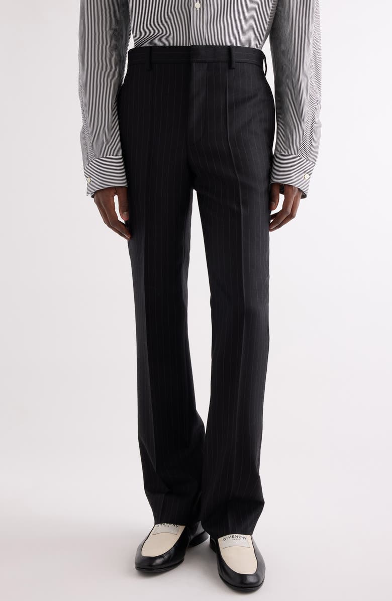 Givenchy Classic Fit Pinstripe Flat Front Wool Suit Pants, Main, color, Black/ Grey